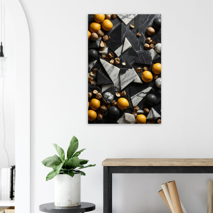 Dark Gray and Silver Marble Abstraction