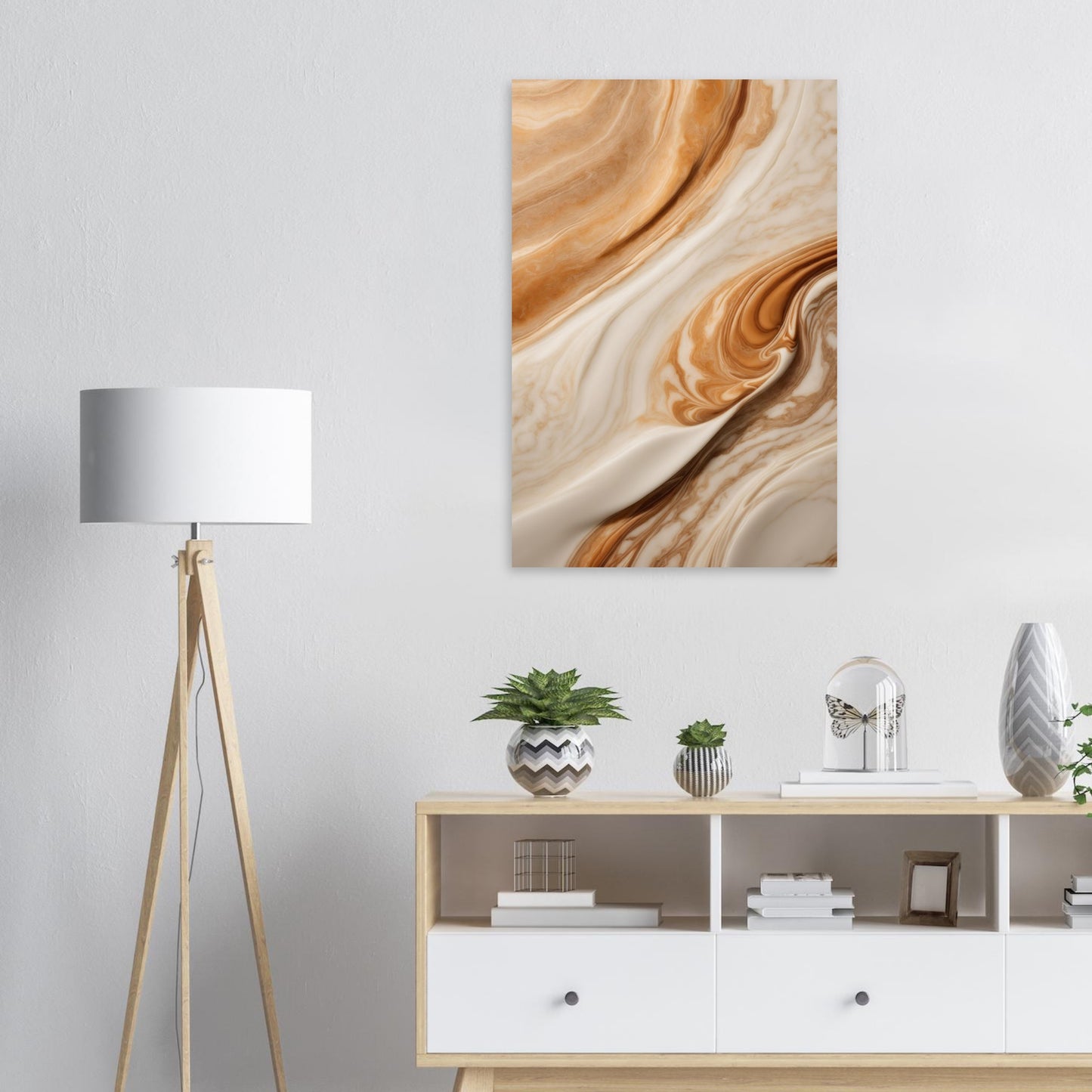 Creamy Ivory and Taupe Marble Abstraction